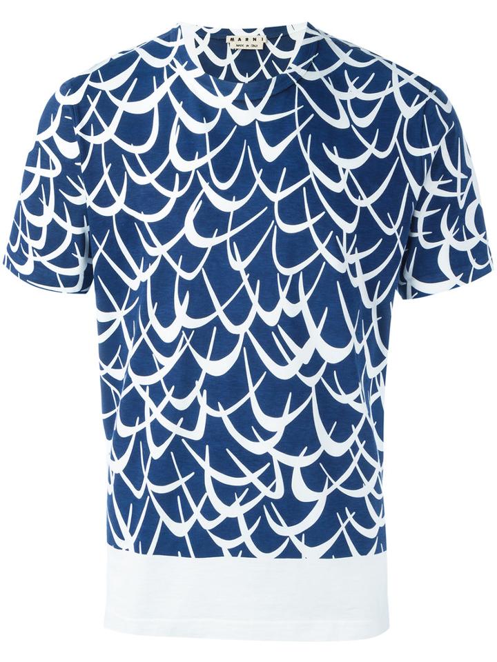 Marni Printed T-shirt, Men's, Size: 46, Blue, Cotton