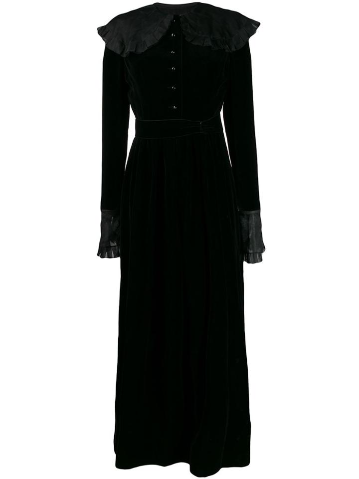 Nina Ricci Pre-owned 1970s Ruffled Trim Maxi Dress - Black