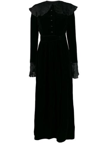 Nina Ricci Pre-owned 1970s Ruffled Trim Maxi Dress - Black