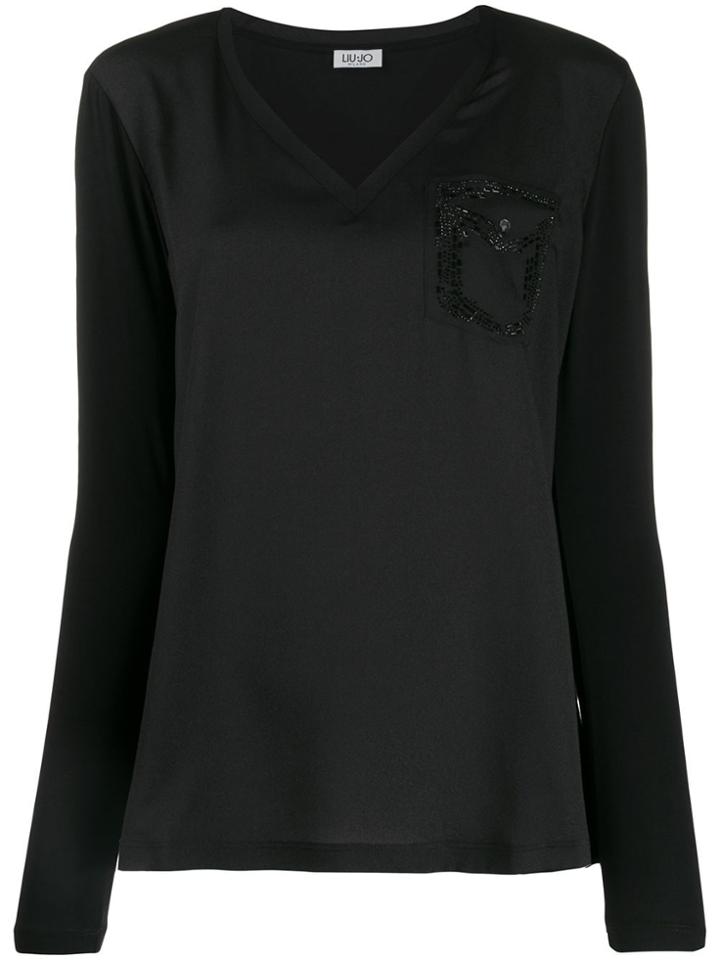 Liu Jo Embellished Panelled T-shirt - Black