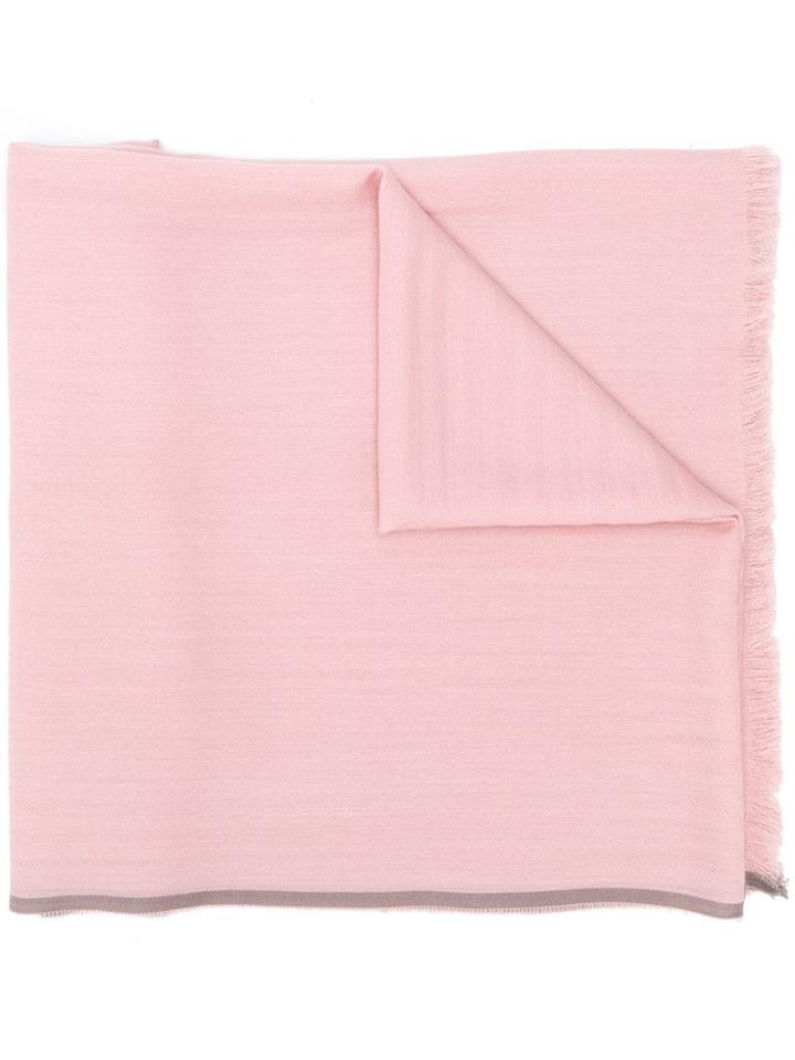Ermenegildo Zegna Fringed Edge Wool Scarf - Pink