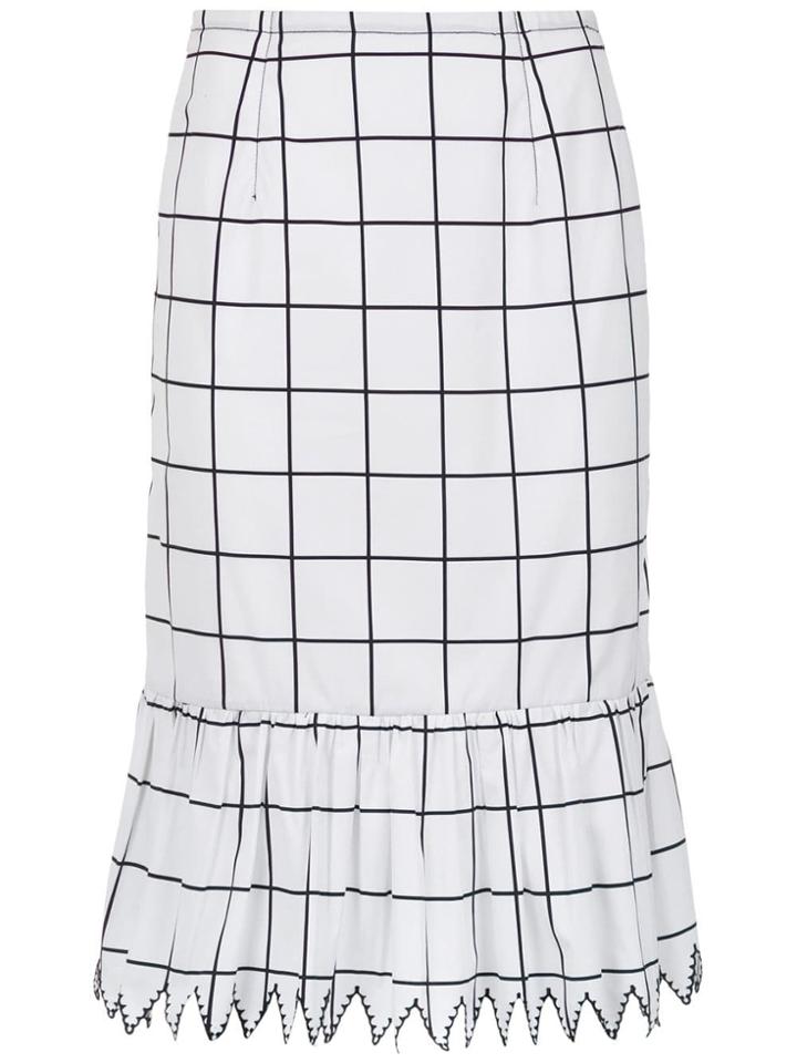 Reinaldo Lourenço Pencil Checkered Skirt - White