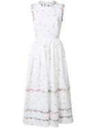 Emilia Wickstead Floral Print Flared Dress, Women's, Size: 4, White, Polyester/spandex/elastane