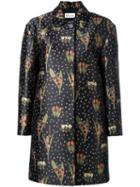 Red Valentino Floral Jacquard Midi Coat, Women's, Size: 38, Black, Polyester/acetate
