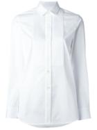 Saint Laurent Pleated Bib Shirt, Women's, Size: 40, White, Cotton