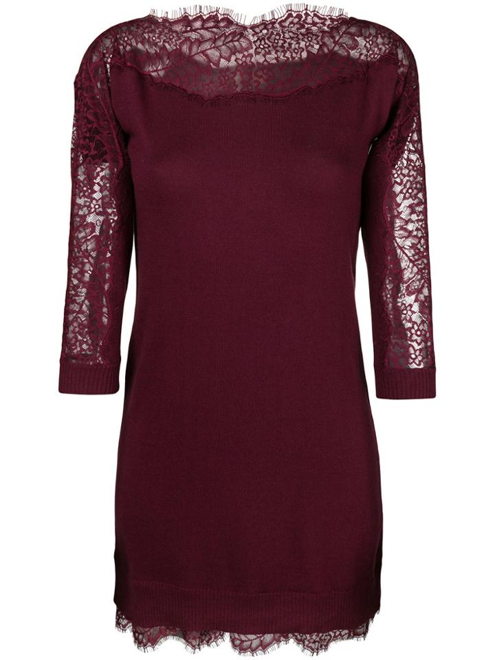 Twin-set Lace Panel Dress - Red