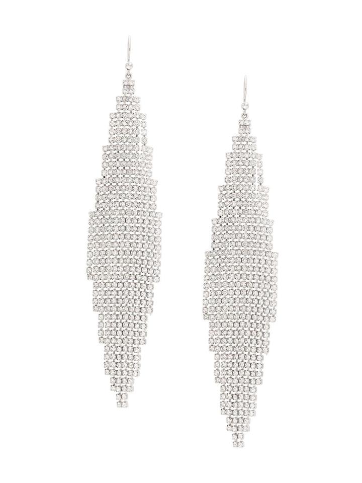 Saint Laurent Pave Crystal Earrings - Silver