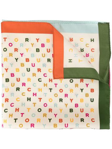 Tory Burch Tory Text Silk Neckerchief - White