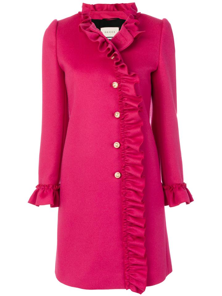 Gucci Ruffle-trimmed Coat - Pink & Purple