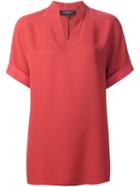 Lafayette 148 V-neck Blouse, Women's, Size: Large, Red, Acetate/silk
