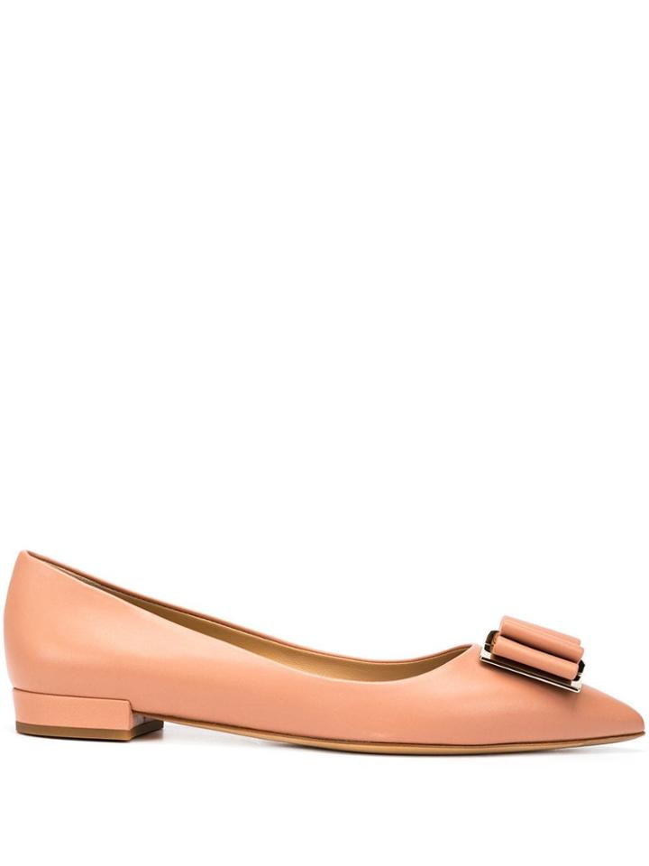 Salvatore Ferragamo Double Bow Ballerina Shoes - Brown