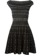 Alexander Mcqueen Textured Knit Flared Dress, Women's, Size: Large, Black, Viscose/polyester/cotton/polyamide