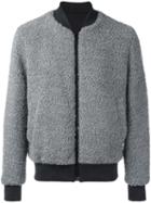 Msgm Furred Effect Bomber Jacket, Men's, Size: 50, Grey, Cotton/acrylic/polyester/wool
