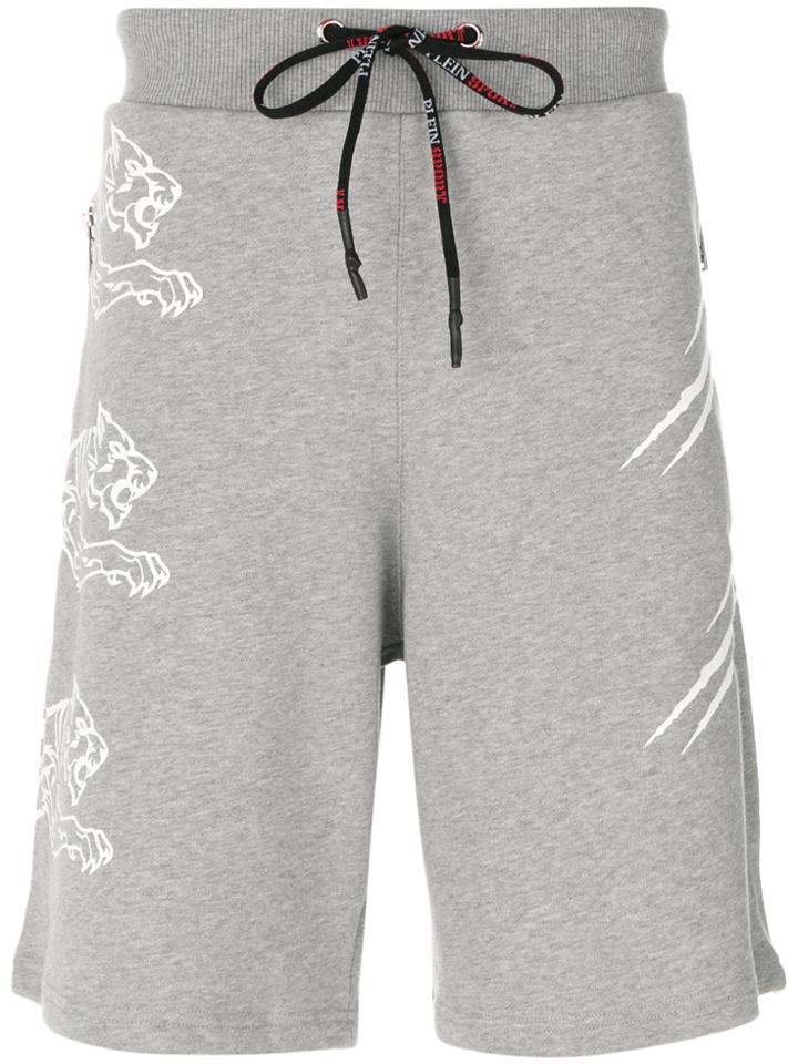 Plein Sport Printed Drawstring Shorts - Grey