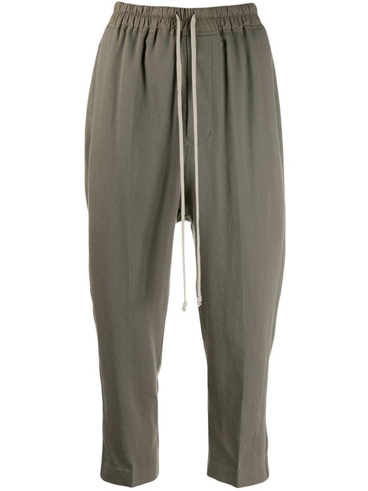 Rick Owens Cropped Drawstring Trousers - Grey