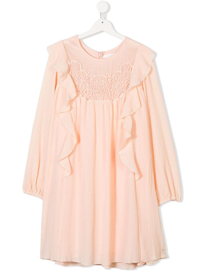 Chloé Kids Teen Ruffled Dress - Pink & Purple