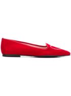 Pretty Ballerinas Embellished Pointed Loafers - Red