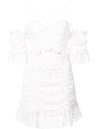 For Love And Lemons Printed And Frill Detailed Mini Dress - White