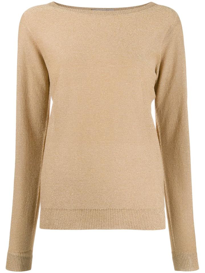 D.exterior Metallic Boat Neck Jumper - Gold