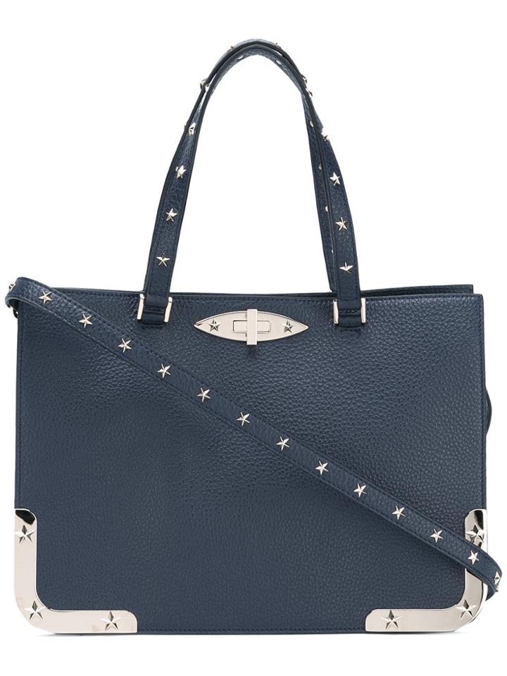 Red Valentino Metallic Details Stars Tote - Blue