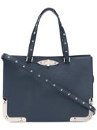 Red Valentino Metallic Details Stars Tote - Blue
