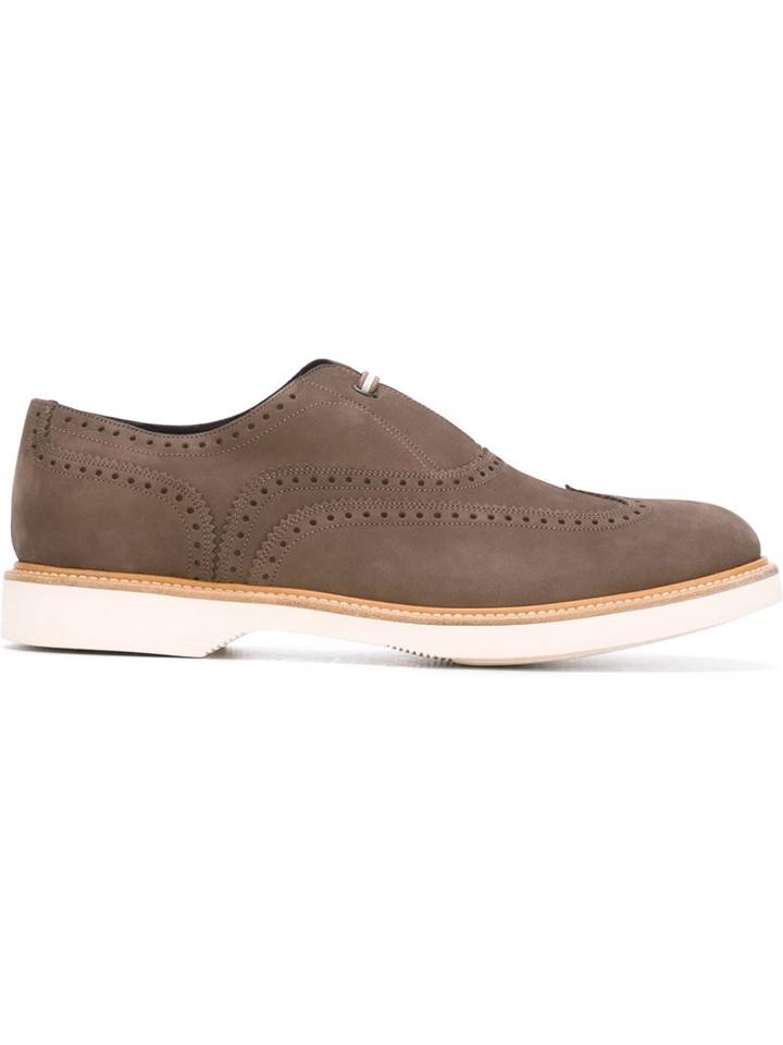 Salvatore Ferragamo Wing-tip Slip On Brogues
