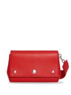 Burberry Quote Print Leather Note Crossbody Bag - Bright Military Red