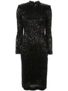 Rebecca Vallance Glitter Fitted Dress - Black