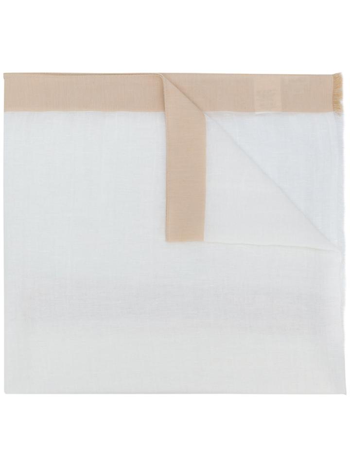 Max Mara Colour Blocked Scarf - White