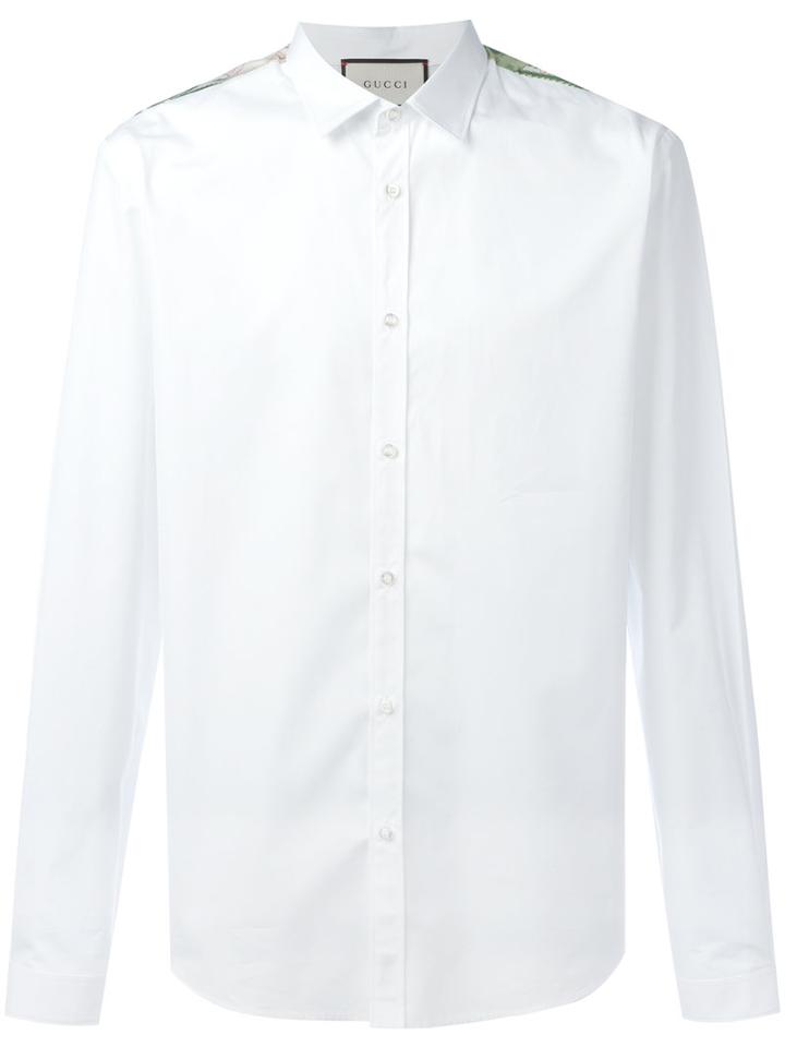 Gucci Tiger Overlay Duke Shirt, Men's, Size: 16 1/2, White, Cotton/silk