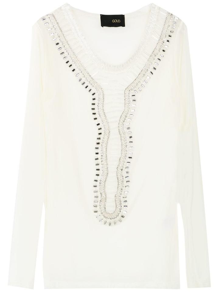 Andrea Bogosian Embellished Top - White