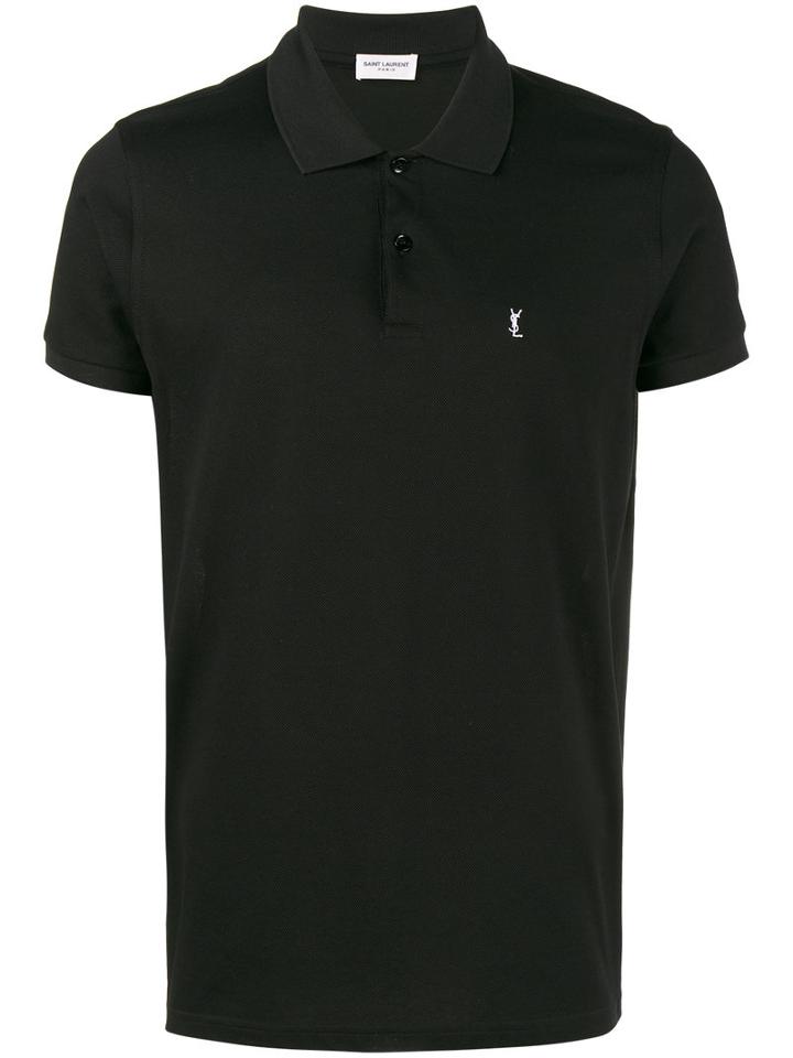 Saint Laurent - Logo Embroidered Polo Shirt - Men - Cotton - Xs, Black, Cotton