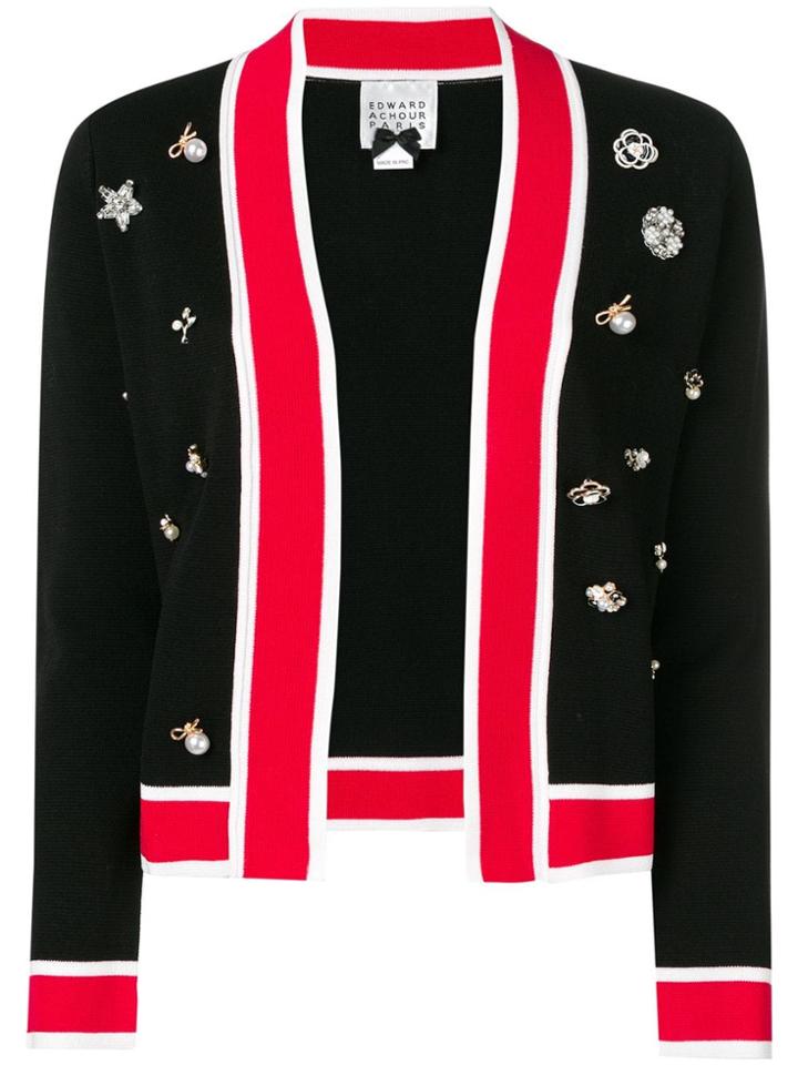 Edward Achour Paris Embellished Open Cardigan - Black