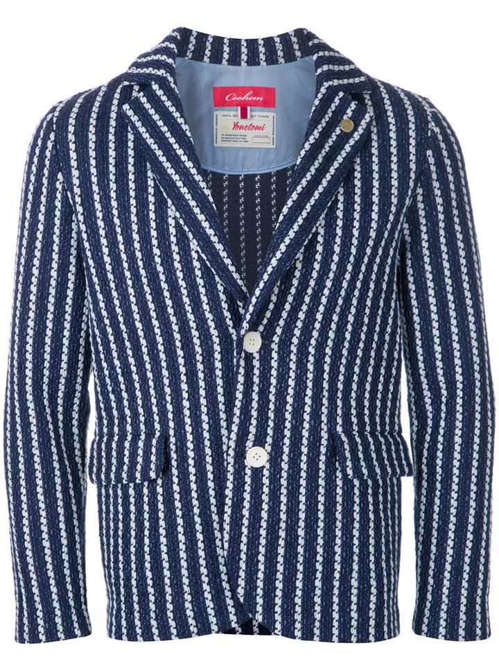 Coohem Striped Tweed Jacket, Men's, Size: 48, Blue, Cotton/linen/flax/nylon/cupro