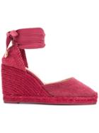 Castañer Lace-up Espadrille Wedges - Red