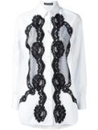 Dolce & Gabbana Lace Insert Shirt, Women's, Size: 44, White, Cotton/polyamide