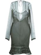 Romeo Gigli Vintage Sheer Longsleeved Dress, Women's, Size: 40, Green