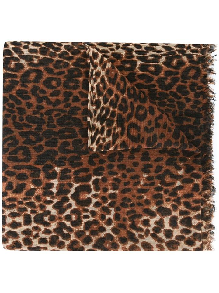 Twin-set Leopard Print Scarf, Women's, Brown, Polyamide/polyester/viscose/wool