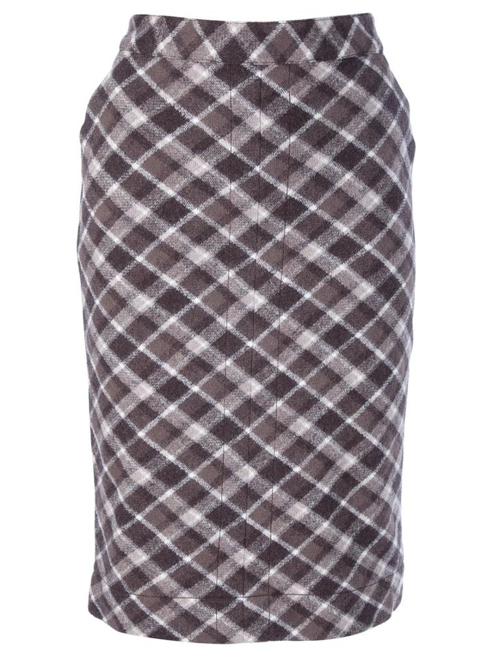 Tory Burch Checked Wool Pencil Skirt