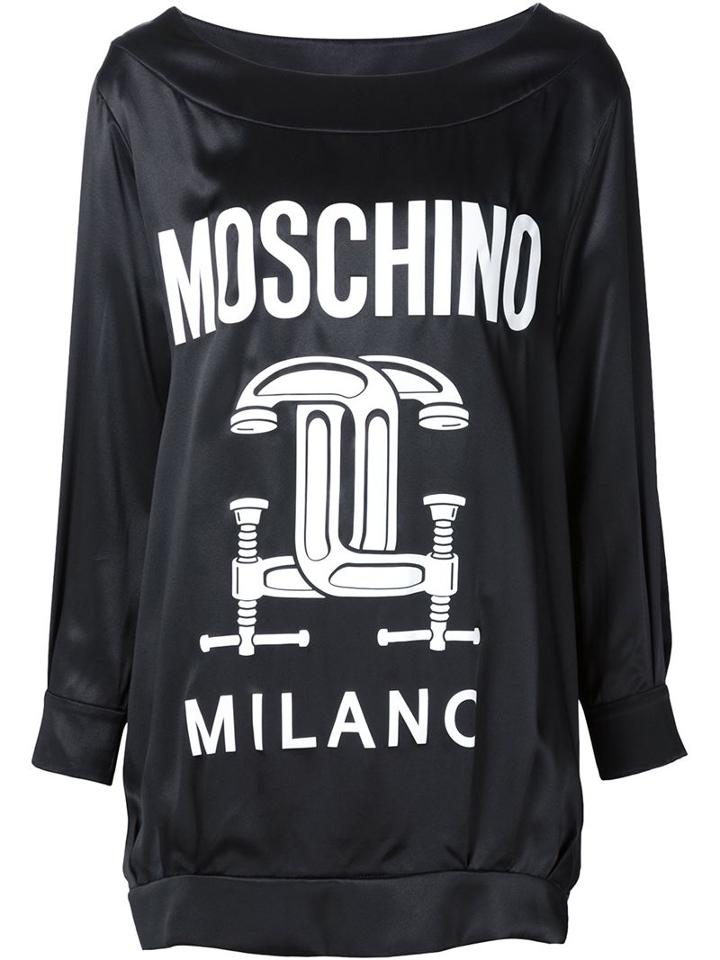 Moschino Interlocking C-clamp Sweatshirt, Women's, Size: 40, Black, Silk