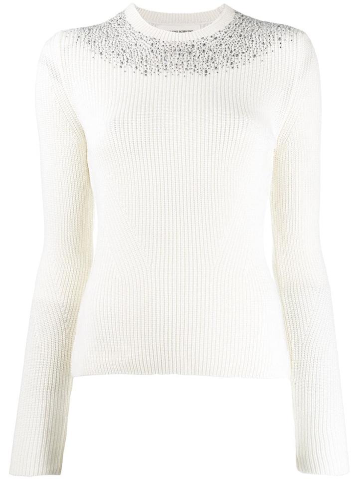 Ermanno Scervino Embellished Neck Jumper - Neutrals