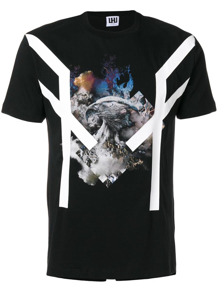 Les Hommes Urban Bird Of Prey Graphic T-shirt - Black