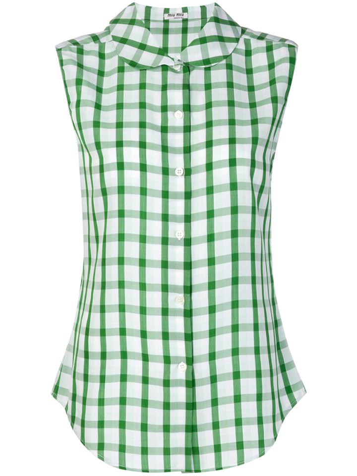 Miu Miu Sleeveless Gingham Shirt - Green