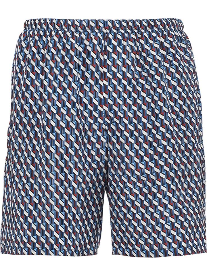 Prada Printed Silk Swim Trunks - Blue