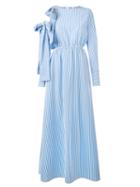 Msgm Striped Long Dress, Women's, Size: 42, Blue, Polyamide/spandex/elastane/cotton