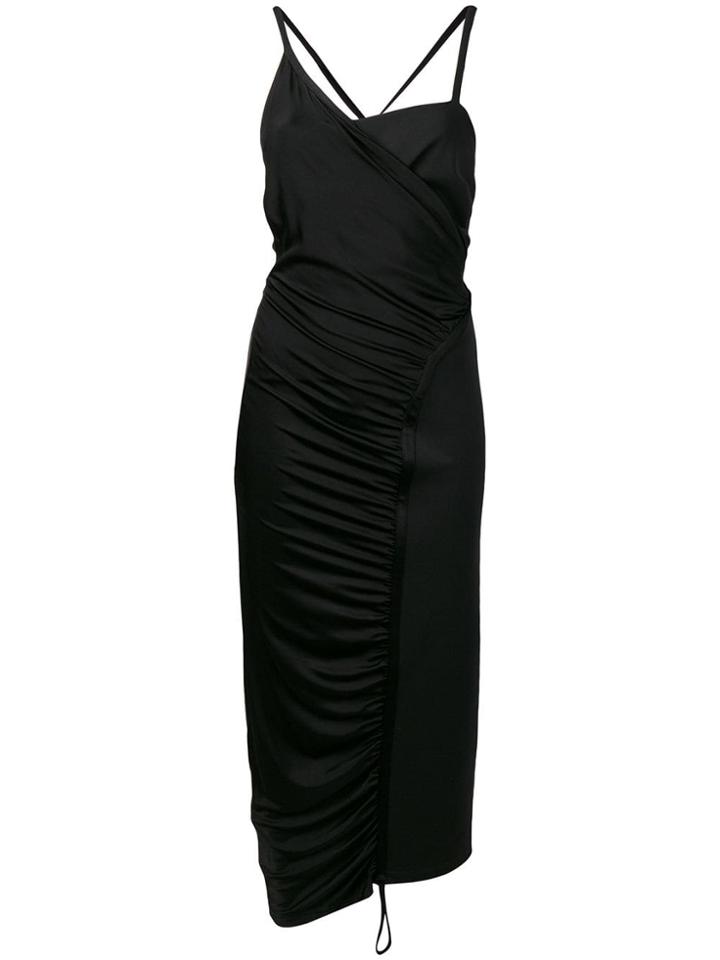 Off-white Ruched Midi Dress - Black