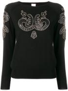 Pinko Embroidered Patch Pullover - Black