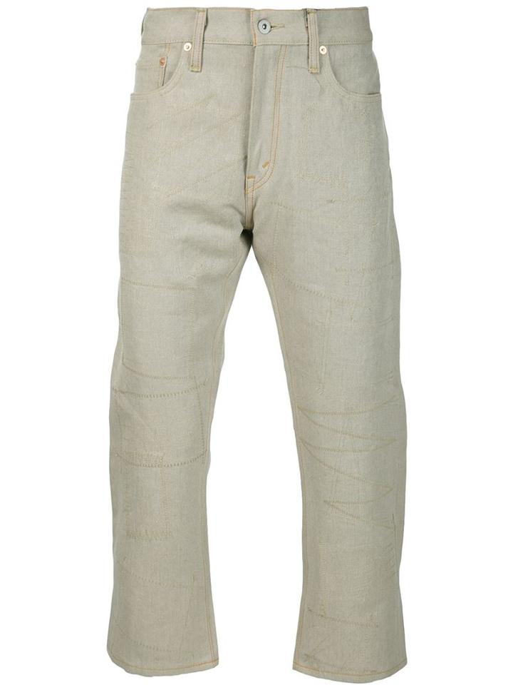 Junya Watanabe Comme Des Garçons Man Exposed Seam Trousers, Men's, Size: L, Nude/neutrals, Linen/flax/leather