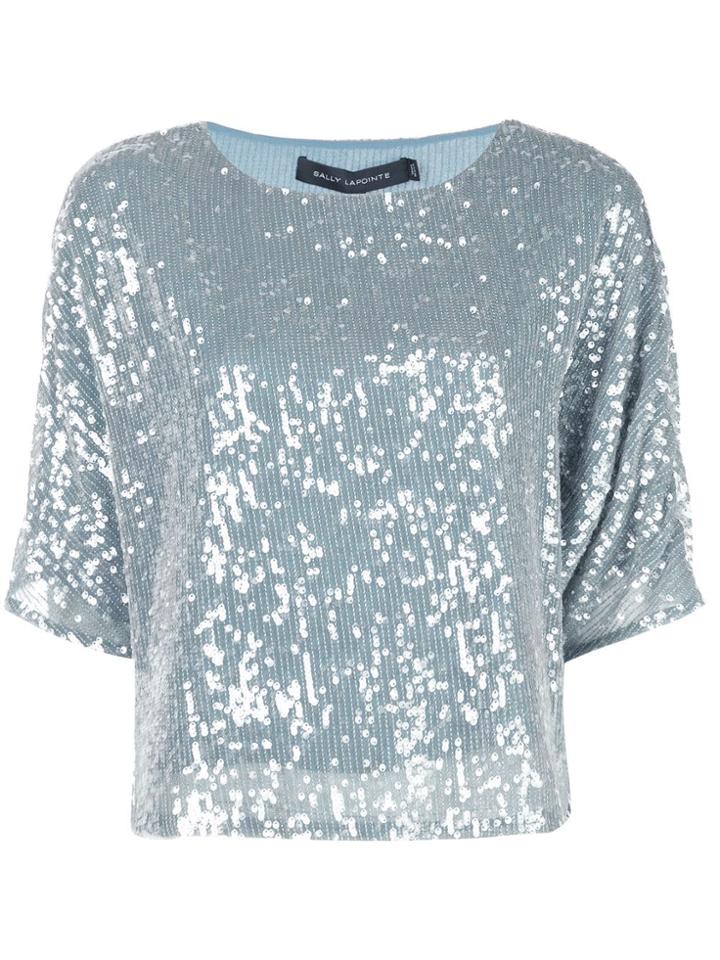 Sally Lapointe Sequin Embroidered Top - Blue