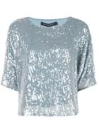 Sally Lapointe Sequin Embroidered Top - Blue